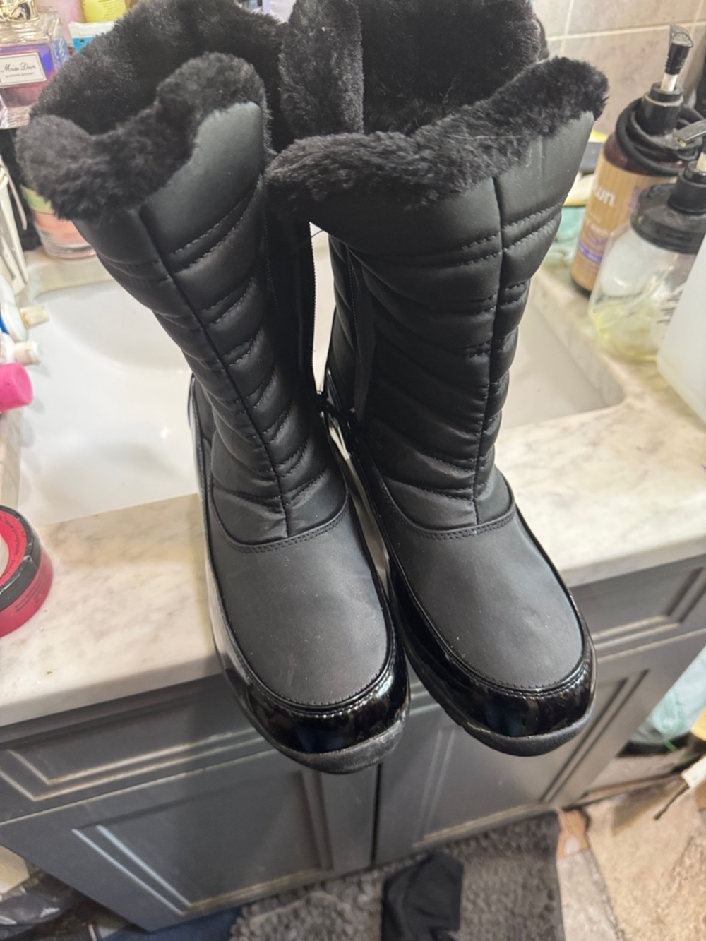Black waterproof boots